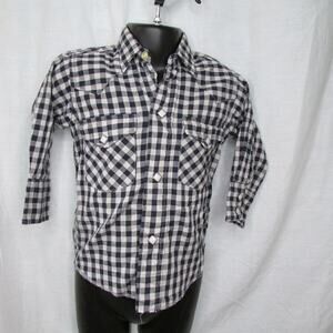 Toddler Boys Gingham Western Shirt Boys Size 2 Square Snap Buttons Vintage 1950s